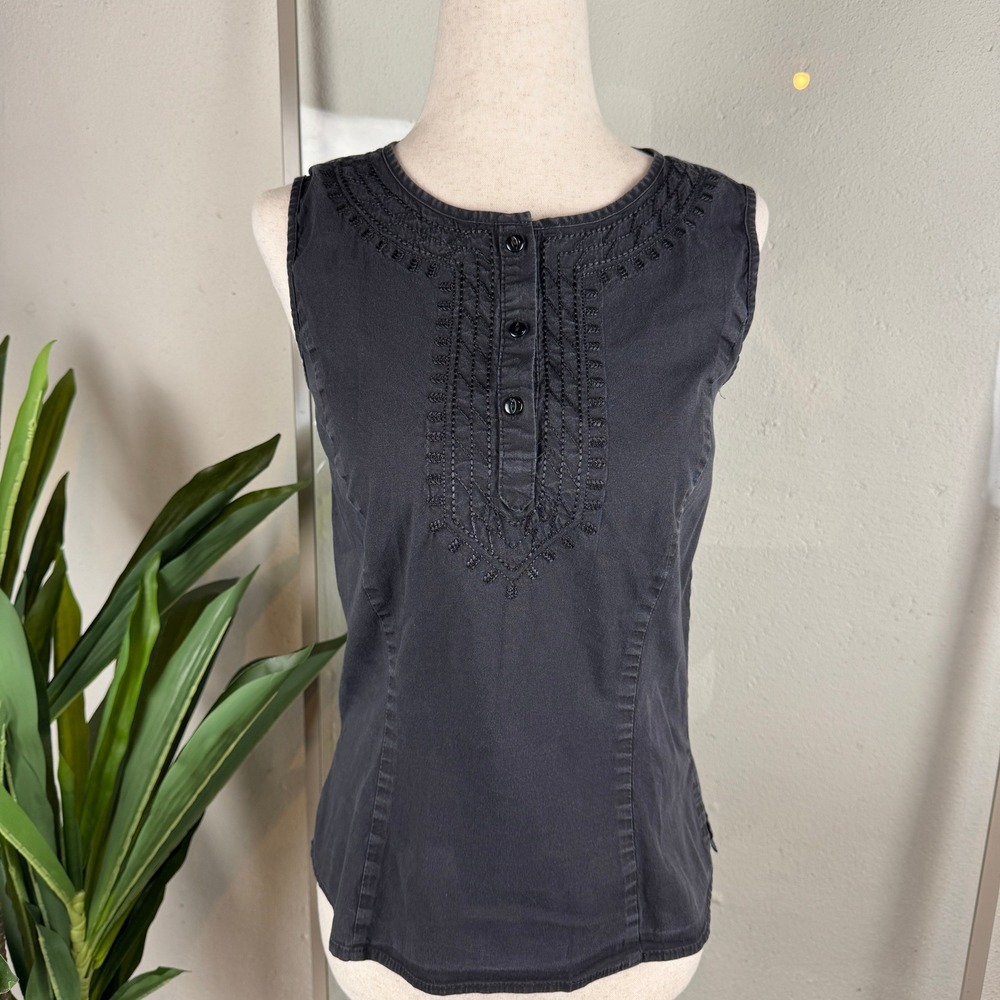 Dark‎ Feminine 90s Witchy Summer Vintage Sleeveless Embroidered Top Petite Small